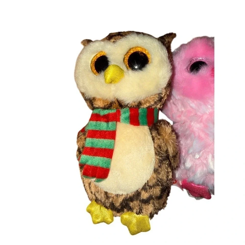 TY Beanie Boos Owl Plush Lot of 4 Multicolor Glitter Eyes Heart collection